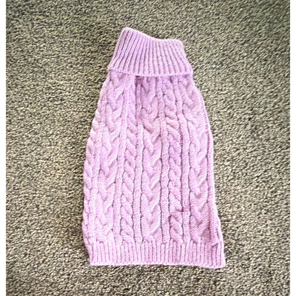 Purple Cable Knit Warm Dog Sweater Size Small Knit Pullover Pet Apparel NWT A15
